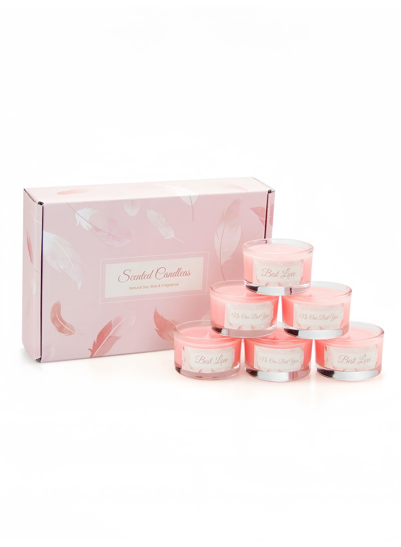 6-Pack Pink Encounter Scented Soy Wax Candles - Smokeless Aromatherapy for Home Relaxation & Gift Giving - Image 1